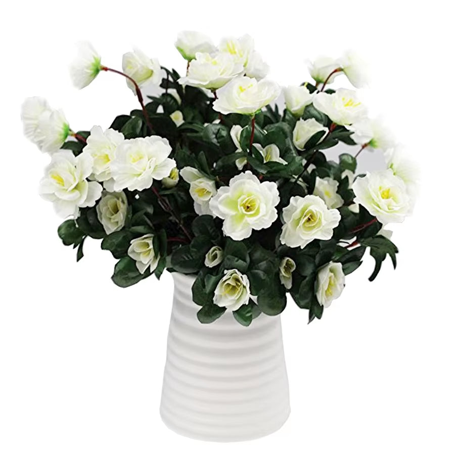 Outdoor Fall Artificial Red Azalea High Quality Flowers Bushes UV Resistant Decor Fake Flowers Home Decorations Small for Garden