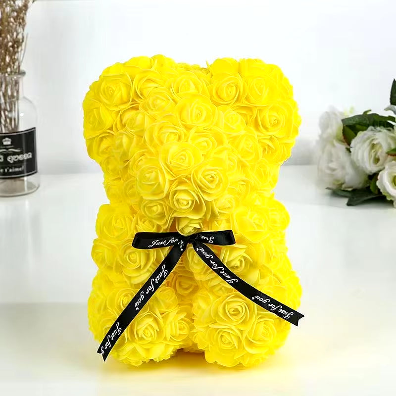 Rose Bear Teddy Bear, 25Cm Flower Bear Teddy Bear, Valentine'S Day Gift, Christmas Gift, Birthday Gift, Party Gift