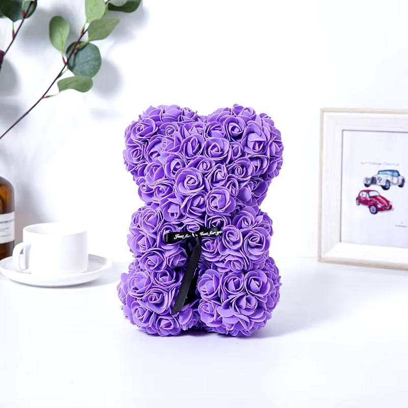 Rose Bear Teddy Bear, 25Cm Flower Bear Teddy Bear, Valentine'S Day Gift, Christmas Gift, Birthday Gift, Party Gift