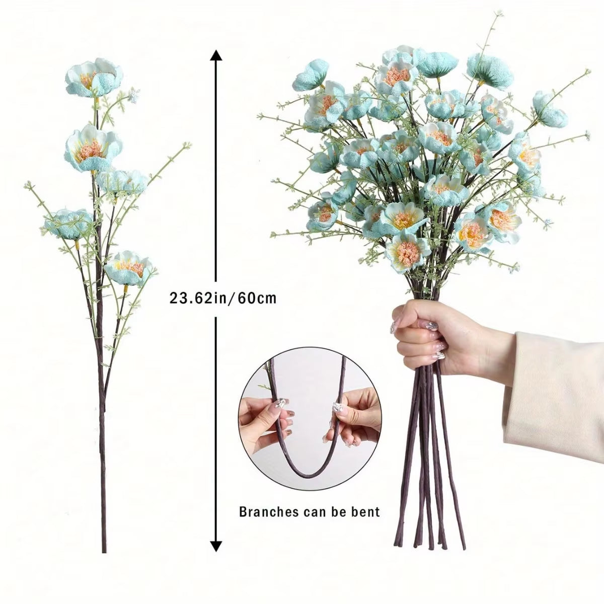 8 Pcs 23.62In Azalea Artificial Flowers Bouquet Foam Flowers Artificial Rhododendron Flowers Fake Flowers for Home