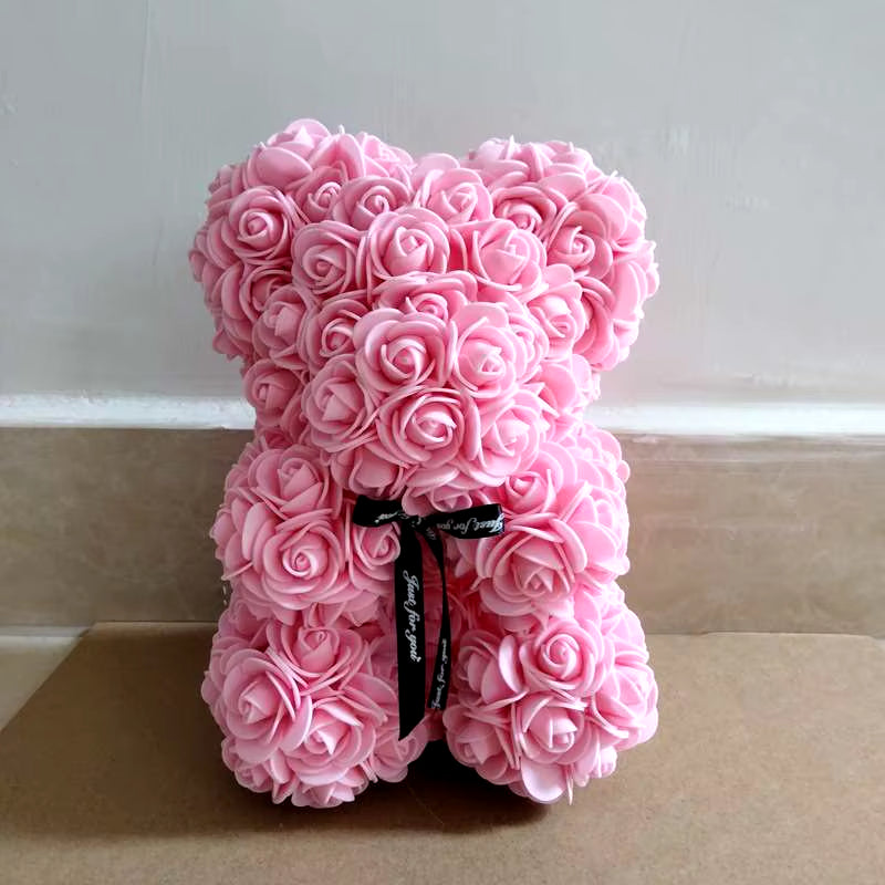 Rose Bear Teddy Bear, 25Cm Flower Bear Teddy Bear, Valentine'S Day Gift, Christmas Gift, Birthday Gift, Party Gift